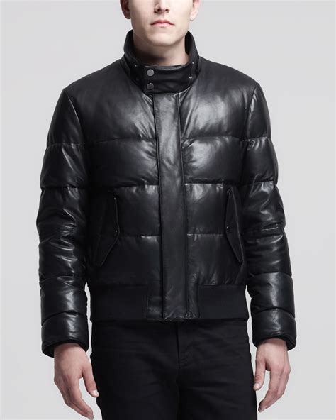 givenchy men leather sleeves bomber jacket|givenchy puffer jacket.